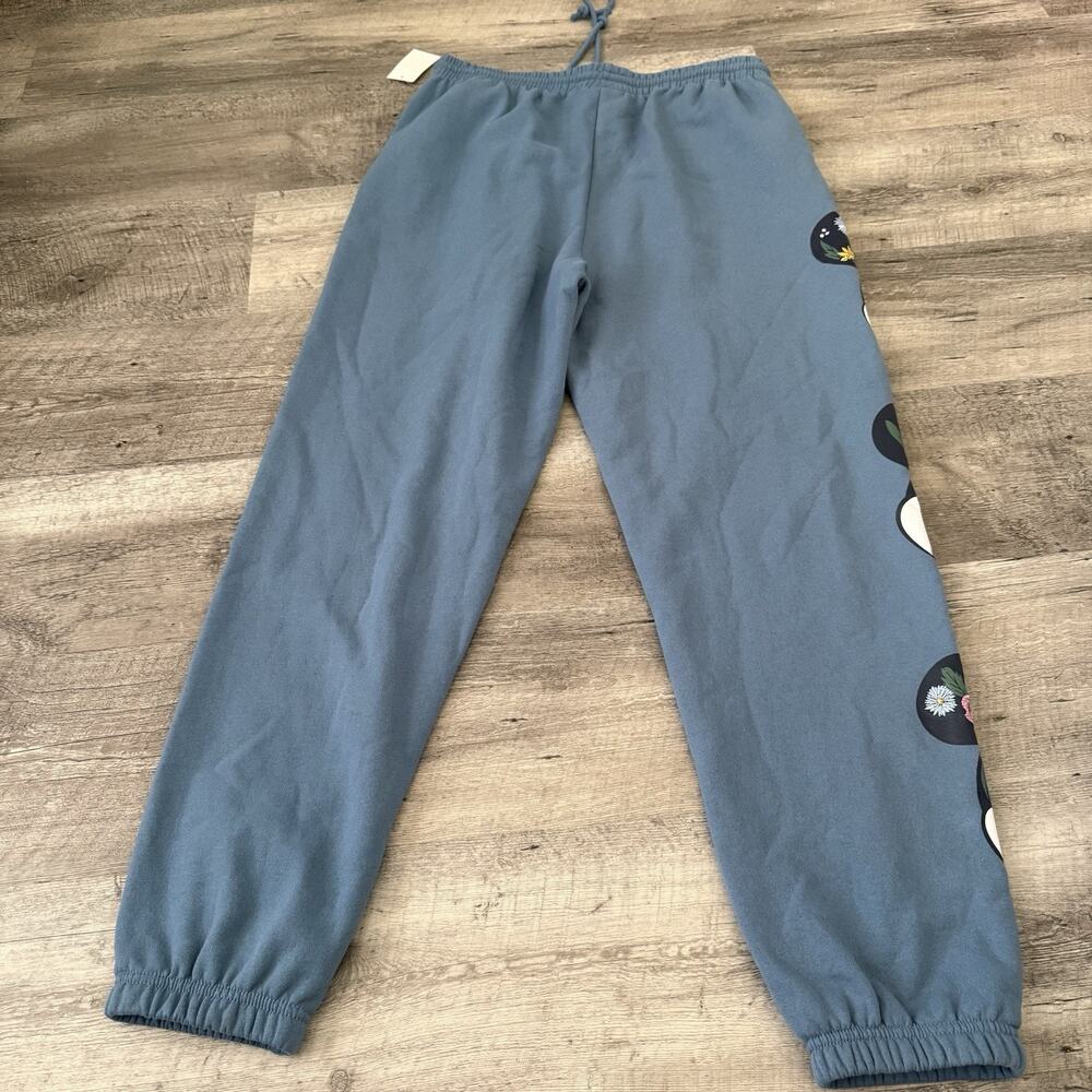 Disney Sweatpants Womens Large Blue Mickey Mouse Fleece Jogger Embroidered NEW - Picture 3 of 6